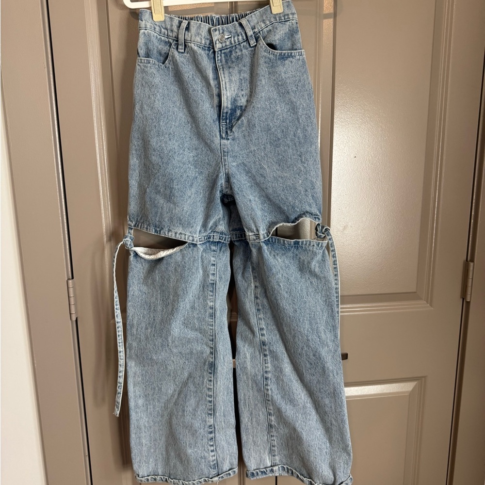 Olive des Olive Stylish Blue Women's Jeans slits ties